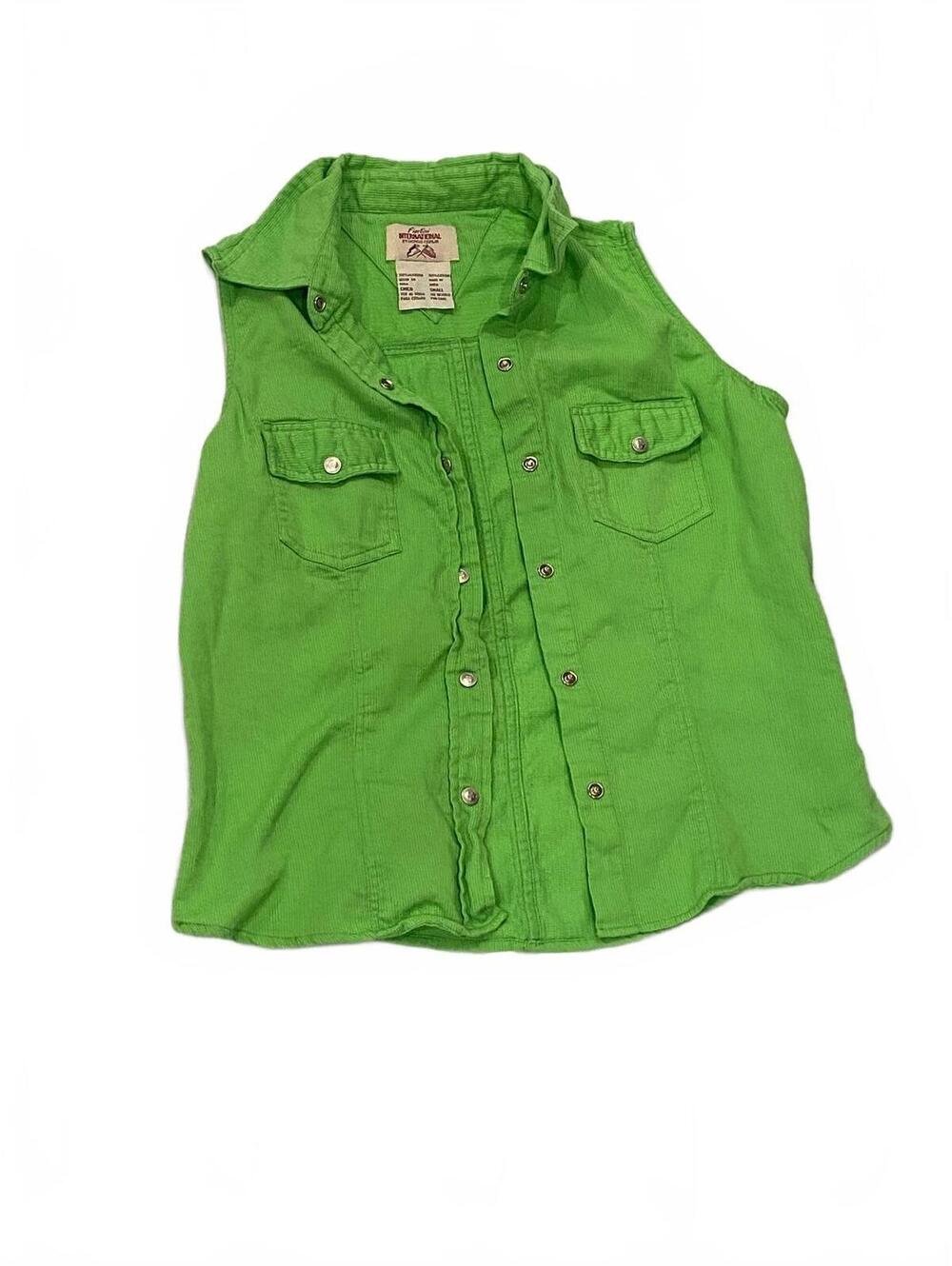 Giorgio Fiorlini Green Sleeveless Cotton Shirt Small
